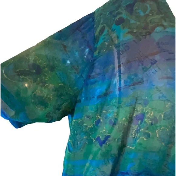 No Brand 2pc Maxi Green Tank Dress with Chiffon Multi Color Jacket Plus Size 3X - Picture 5 of 14